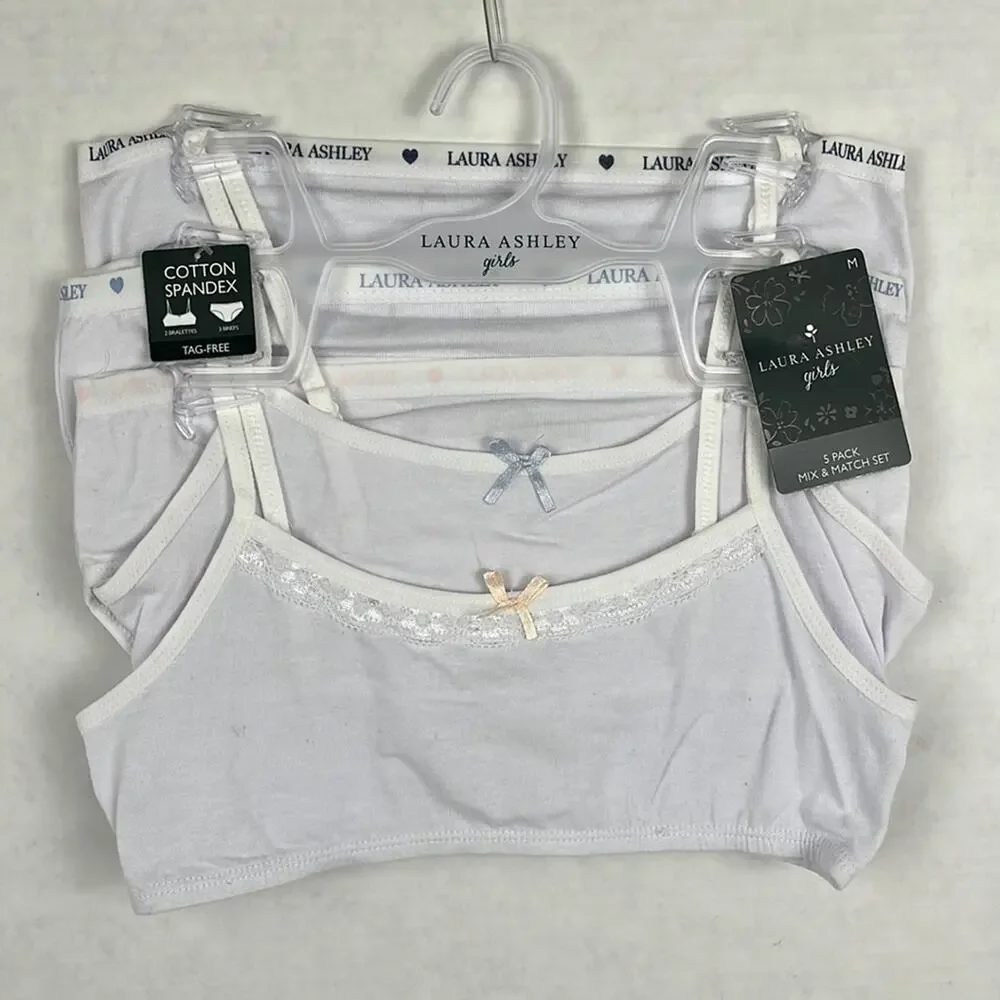 Laura Ashley Girl’s Underwear Size XS 5 Pack Mix & Match Set White Tag Free